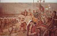 Queen Elizabeth Reviewing her Troops